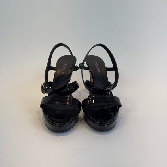 Ralph Lauren Purple Label Black Patent Leather Platform Sandals, US 10 - Picture 3 of 16